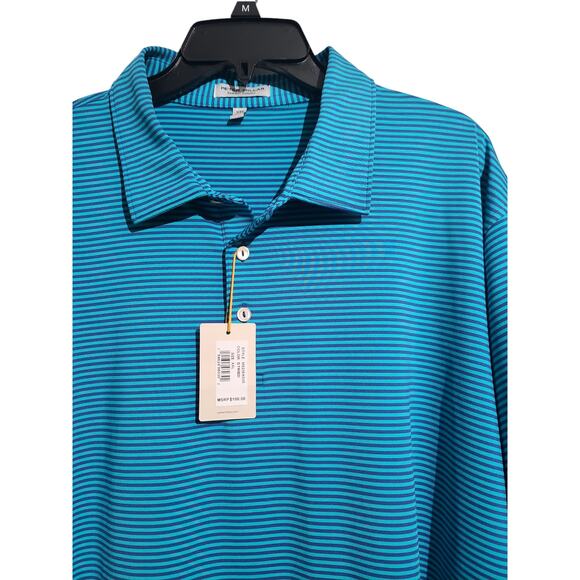 Peter Millar Summer Comfort Blue Purple Striped Polo Shirt XXL NWT - Picture 3 of 5